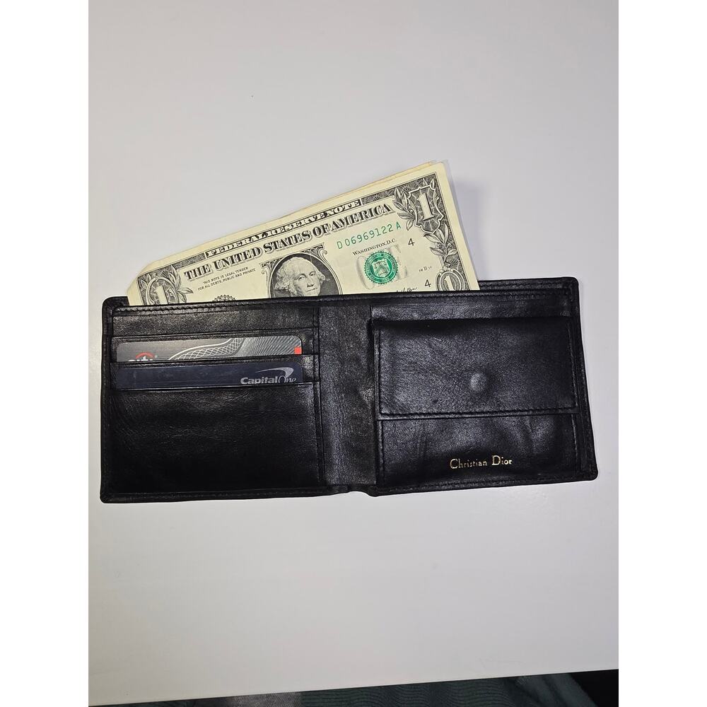 Christian Dior Men's Black Leather Bifold Wallet Classic Logo Minimalist Luxury - Picture 7 of 8